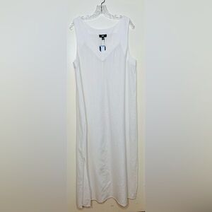 DKNY Linen Blend White Maxi Dress, 
Sz Large, NWT